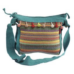 WSDO-C029, Pompom Side Bag, Size: 26x30x10cm, Weight: 285g.