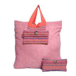 WSDO-A002, Cotton Shopping Bag, Size: 46x40cm/11x21cm (when folded into self-containing pocket), Weight: 120g.